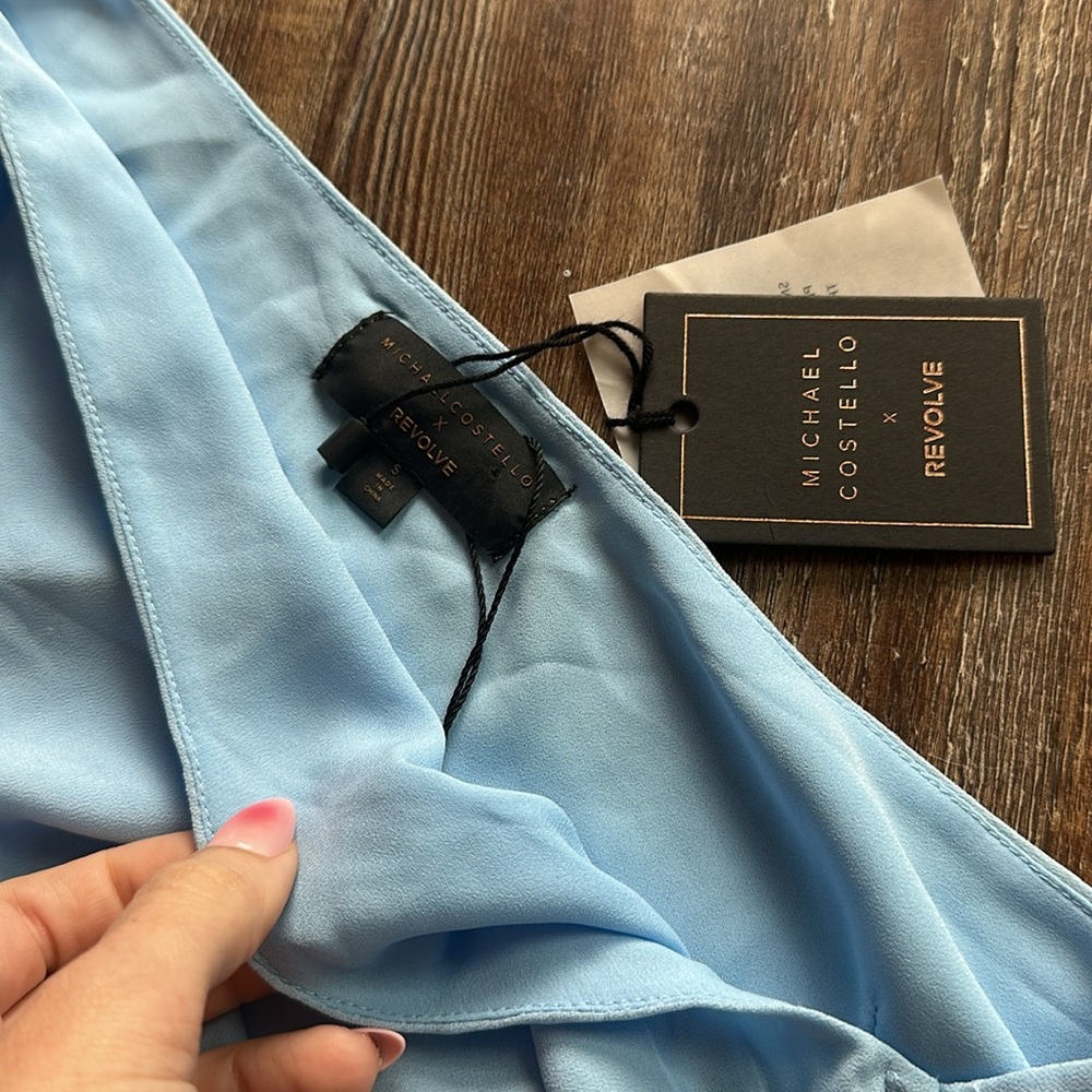 NEW Michael Costello x REVOLVE Sunny Mini Dress in Blue Small nwt - Picture 6 of 6